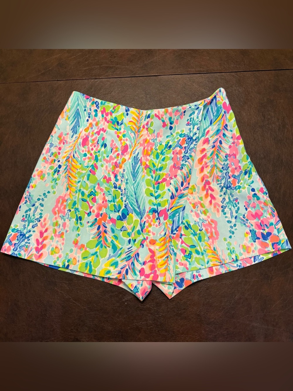 Lilly Pulitzer Size 8 Tropical Floral Skort Built In Shorts Aqua Pink